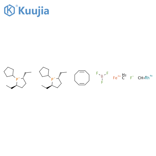 1,1-Bis((2S,5S)-2,5-diethylphospholano)ferrocene(cyclooctadiene)rhodium(I) structure