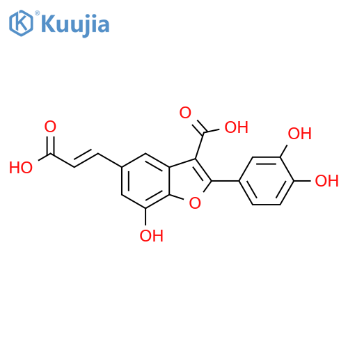 3-Benzofurancarboxylicacid, 5-[(1E)-2-carboxyethenyl]-2-(3,4-dihydroxyphenyl)-7-hydroxy- structure