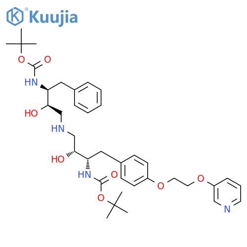 12-Oxa-2,6,10-triazatetradecanoicacid,4,8-dihydroxy-13,13-dimethyl-11-oxo-3-(phenylmethyl)-9-[[4-[2-(3-pyridinyloxy)ethoxy]phenyl]methyl]-,1,1-dimethylethyl ester, (3S,4R,8R,9S)- structure