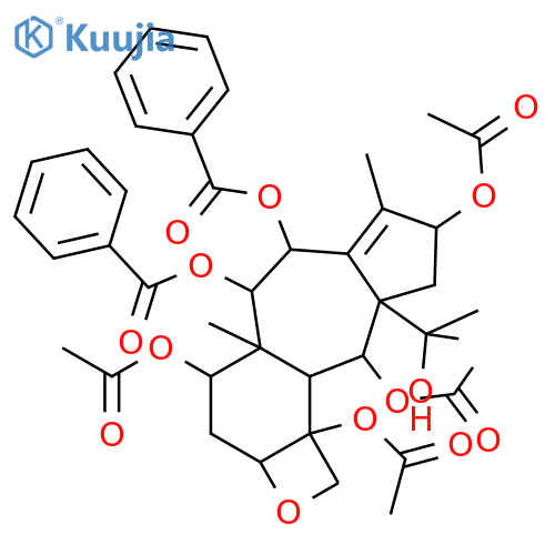 1H-Azuleno[5',6':3,4]benz[1,2-b]oxete-4,5,6,8,10,10b(2aH)-hexol,3,4,4a,5,6,8,9,9a,10,10a-decahydro-9a-(1-hydroxy-1-methylethyl)-4a,7-dimethyl-,4,8,10,10b-tetraacetate 5,6-dibenzoate,(2aR,4S,4aS,5R,6R,8S,9aS,10S,10aR,10bS)- (9CI) structure