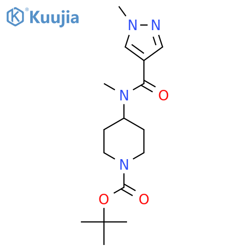 tert-butyl 4-(N-methyl1-methyl-1H-pyrazole-4-amido)piperidine-1-carboxylate structure