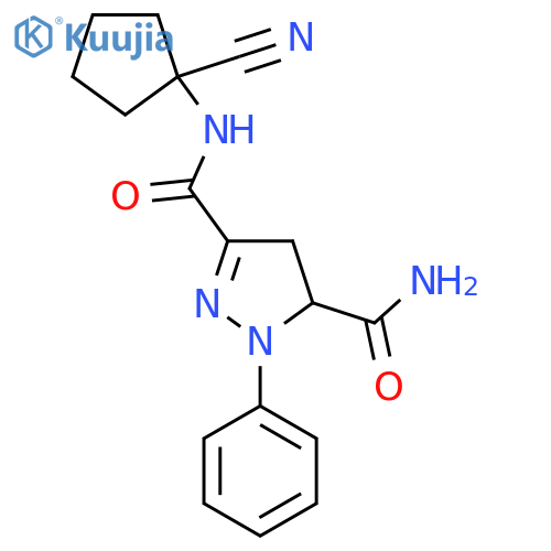 N3-(1-cyanocyclopentyl)-1-phenyl-4,5-dihydro-1H-pyrazole-3,5-dicarboxamide structure