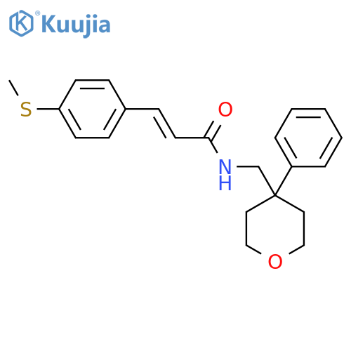 (2E)-3-4-(methylsulfanyl)phenyl-N-(4-phenyloxan-4-yl)methylprop-2-enamide structure