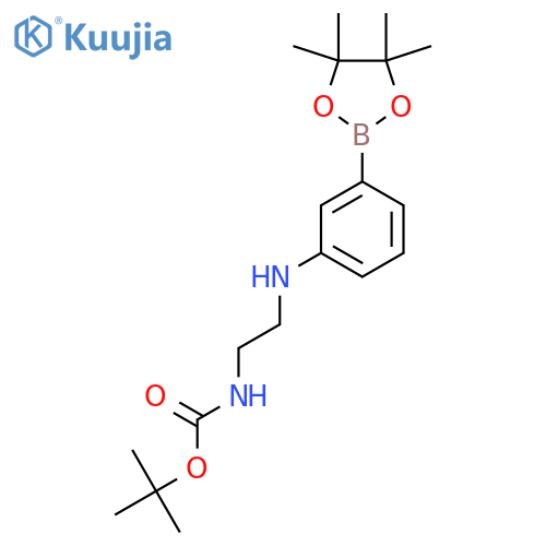 Tert-Butyl (2-((3-(4,4,5,5-tetramethyl-1,3,2-dioxaborolan-2-yl)phenyl)amino)ethyl)carbamate structure