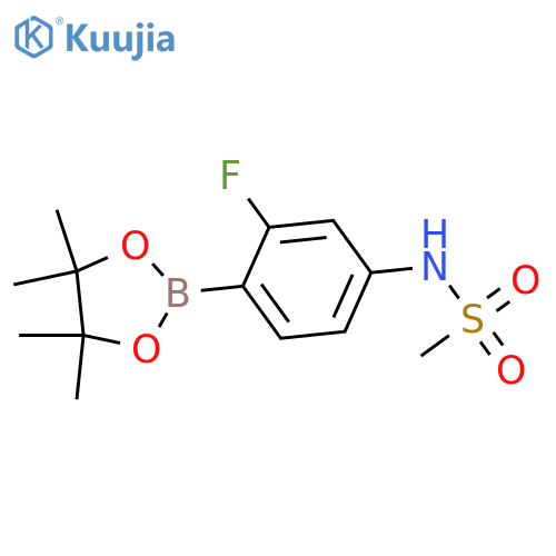 N-[3-Fluoro-4-(4,4,5,5-tetramethyl-[1,3,2]dioxaborolan-2-yl)-phenyl]-methanesulfonamide structure