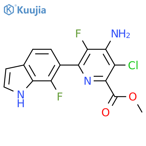 methyl 4-amino-3-chloro-5-fluoro-6-(7-fluoro-1H-indol-6-yl)pyridine-2-carboxylate structure