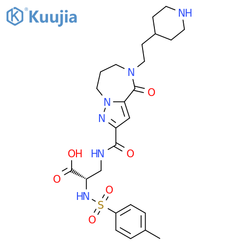 L-Alanine,N-[(4-methylphenyl)sulfonyl]-3-[[[5,6,7,8-tetrahydro-4-oxo-5-[2-(4-piperidinyl)ethyl]-4H-pyrazolo[1,5-a][1,4]diazepin-2-yl]carbonyl]amino]- structure