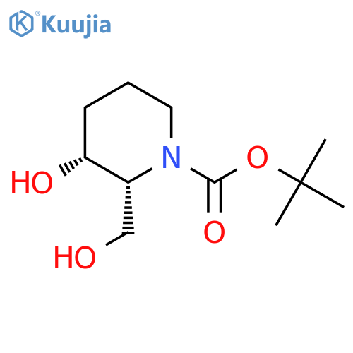 tert-butyl (2R,3R)-3-hydroxy-2-(hydroxymethyl)piperidine-1-carboxylate structure