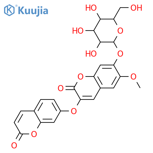 2H-1-Benzopyran-2-one, 7-(β-D-galactopyranosyloxy)-6-methoxy-3-[(2-oxo-2H-1-benzopyran-7-yl)oxy]- structure