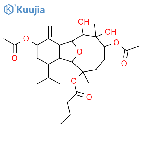 6,13-Epoxy-4(18)-eunicellene-3,7,8,9,12-pentol; (3α,7α,8α,9β,12β)-form, 12-Butanoyl, 3,9-di-Ac structure