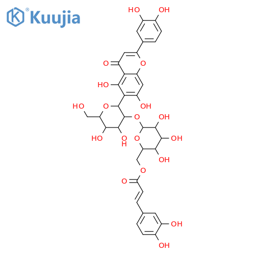 6-C-β-D-Glucopyranosyl-3',4',5,7-tetrahydroxyflavone; 2''-O-[3,4-Dihydroxy-E-cinnamoyl-(→6)-β-D-glucopyranosyl] structure