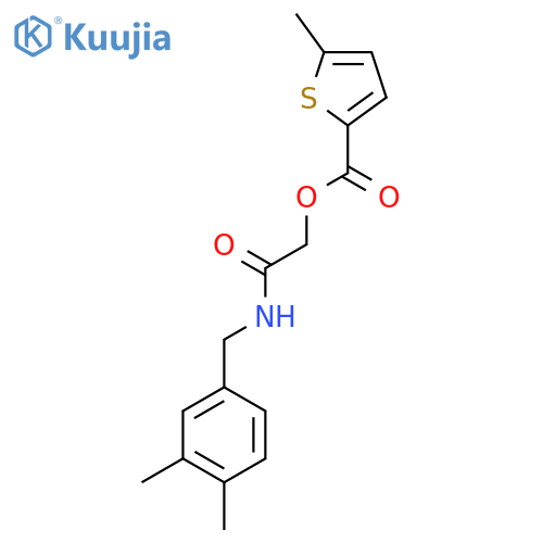 {[(3,4-dimethylphenyl)methyl]carbamoyl}methyl 5-methylthiophene-2-carboxylate structure