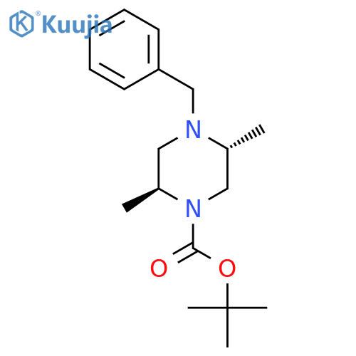 (2S,5R)-4-Benzyl-2,5-dimethyl-piperazine-1-carboxylic acid tert-butyl ester structure