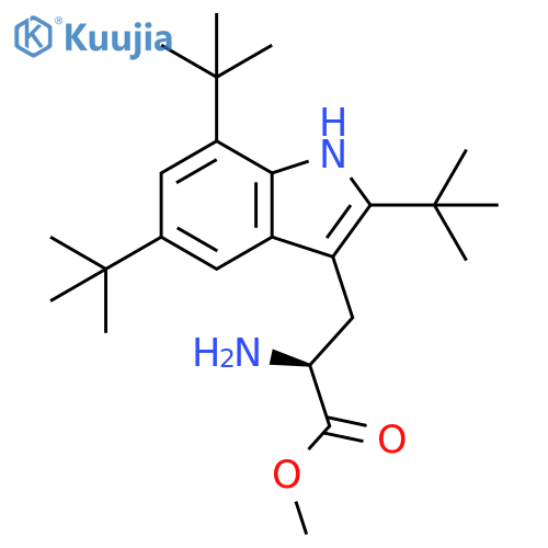 methyl (2S)-2-amino-3-(2,5,7-tri-tert-butyl-1H-indol-3-yl)propanoate structure