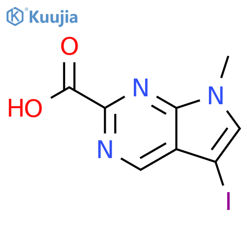 5-iodo-7-methyl-7H-pyrrolo[2,3-d]pyrimidine-2-carboxylic acid structure
