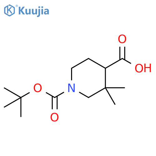 1-[(tert-butoxy)carbonyl]-3,3-dimethylpiperidine-4-carboxylic acid structure