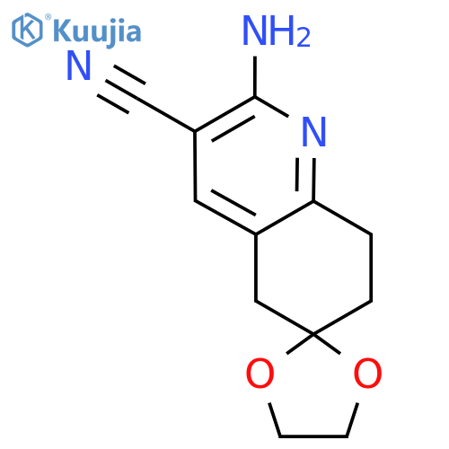 2'-amino-7',8'-dihydro-5'H-spiro1,3-dioxolane-2,6'-quinoline-3'-carbonitrile structure