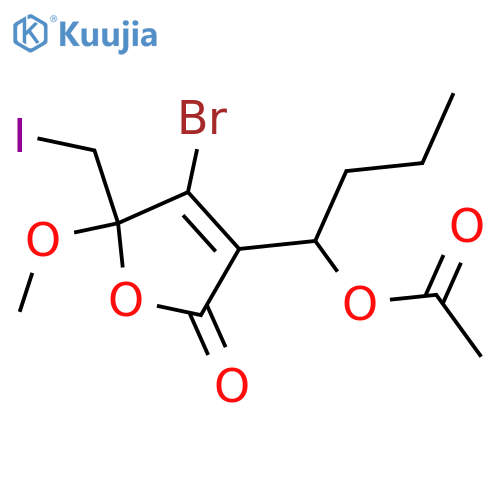 4-Bromo-3-(1-hydroxybutyl)-5-methoxy-5-methyl-2(5H)-furanone; (1'R,5S)-form, 1''-Iodo, Ac structure