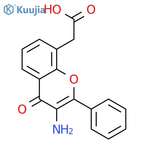 4H-1-Benzopyran-8-aceticacid, 3-amino-4-oxo-2-phenyl- structure