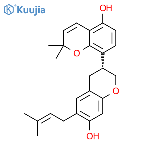 [3,8'-Bi-2H-1-benzopyran]-5',7-diol, 3,4-dihydro-2',2'-dimethyl-6-(3-methyl-2-buten-1-yl)-, (3R)- structure