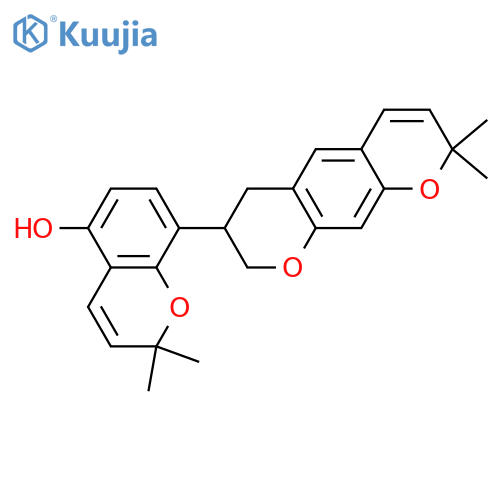 2H-1-Benzopyran-5-ol,8-(7,8-dihydro-2,2-dimethyl-2H,6H-benzo[1,2-b:5,4-b']dipyran-7-yl)-2,2-dimethyl-,(+)- (9CI) structure