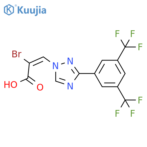 (E)-3-(3-(3,5-bis(trifluoromethyl)phenyl)-1H-1,2,4-triazol-1-yl)-2-bromoacrylic acid structure