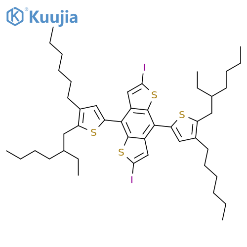 Benzo[1,2-b:4,5-b']dithiophene, 4,8-bis[5-(2-ethylhexyl)-4-hexyl-2-thienyl]-2,6-diiodo- structure