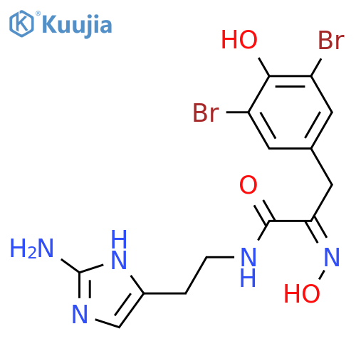 Benzenepropanamide, N-[2-(2-amino-1H-imidazol-4-yl)ethyl]-3,5-dibromo-4-hydroxy-α-(hydroxyimino)-, (αE)- (9CI) structure