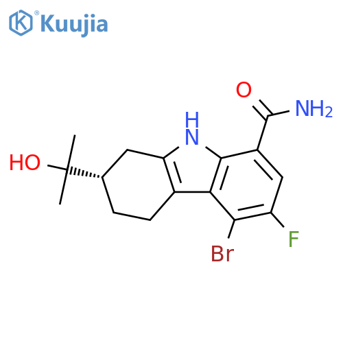 (2S)-5-Bromo-6-fluoro-2-(2-hydroxypropan-2-yl)-2,3,4,9-tetrahydro-1H-carbazole-8-carboxamide structure