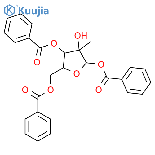 (2R,3R,4R,5R)-5-((Benzoyloxy)methyl)-3-hydroxy-3-methyltetrahydrofuran-2,4-diyl dibenzoate structure