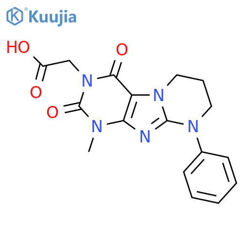 2-{1-methyl-2,4-dioxo-9-phenyl-1H,2H,3H,4H,6H,7H,8H,9H-pyrimido[1,2-g]purin-3-yl}acetic acid structure