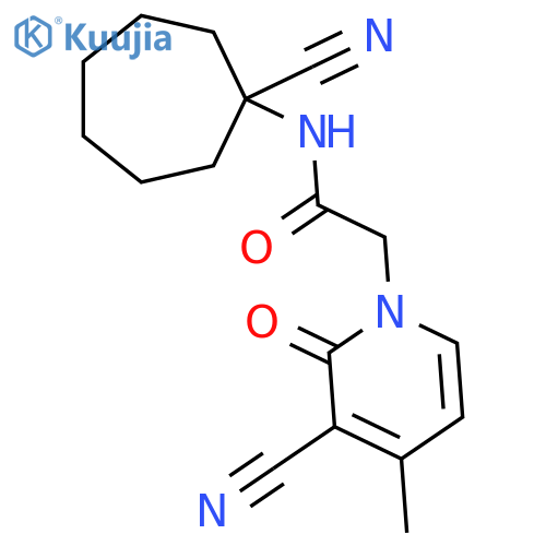 3-Cyano-N-(1-cyanocycloheptyl)-4-methyl-2-oxo-1(2H)-pyridineacetamide structure