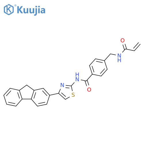 N-[4-(9H-fluoren-2-yl)-1,3-thiazol-2-yl]-4-[(prop-2-enamido)methyl]benzamide structure