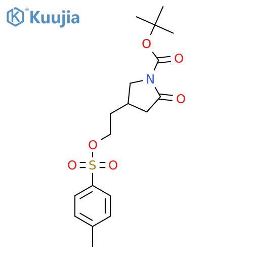 Tert-Butyl 2-oxo-4-(2-(tosyloxy)-ethyl)pyrrolidine-1-carboxylate structure