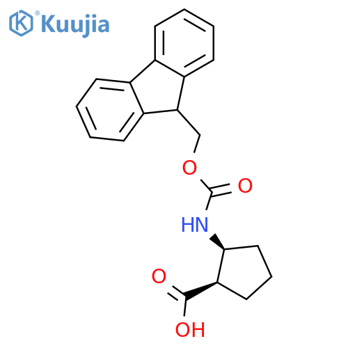 (1R,2S)-2-(9H-fluoren-9-ylmethoxycarbonylamino)cyclopentanecarboxylic acid structure
