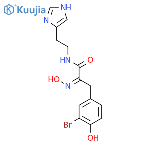 3-Bromo-4-hydroxy-alpha-(hydroxyimino)-N-[2-(1H-imidazol-4-yl)ethyl]benzenepropanamide structure