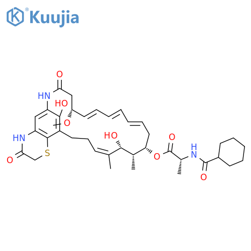 [(5R,6E,8E,10E,13S,14R,15R,16Z)-15,28-Dihydroxy-5-methoxy-14,16-dimethyl-3,24-dioxo-22-thia-2,25-diazatricyclo[18.7.1.021,26]octacosa-1(27),6,8,10,16,20(28),21(26)-heptaen-13-yl] (2R)-2-(cyclohexanecarbonylamino)propanoate structure
