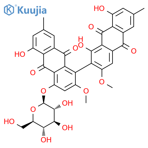 [1,2'-Bianthracene]-9,9',10,10'-tetrone,4-(b-D-glucopyranosyloxy)-1',5,8'-trihydroxy-2,3'-dimethoxy-6',7-dimethyl-,(1S)- (9CI) structure
