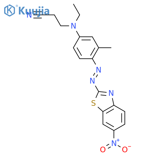 Propanenitrile,3-[ethyl[3-methyl-4-[2-(6-nitro-2-benzothiazolyl)diazenyl]phenyl]amino]-;Propanenitrile, 3-[ethyl[3-methyl-4-[(6-nitro- 2-benzothiazolyl)azo]phenyl]amino]-;Ambicron Rubine S2BL;Begacron Rubine BLS;Hisperse Rubine C-2R;Kayalon polyester Rubine BL-S;Lumacron Rubine BLS;Lumacron Rubine structure