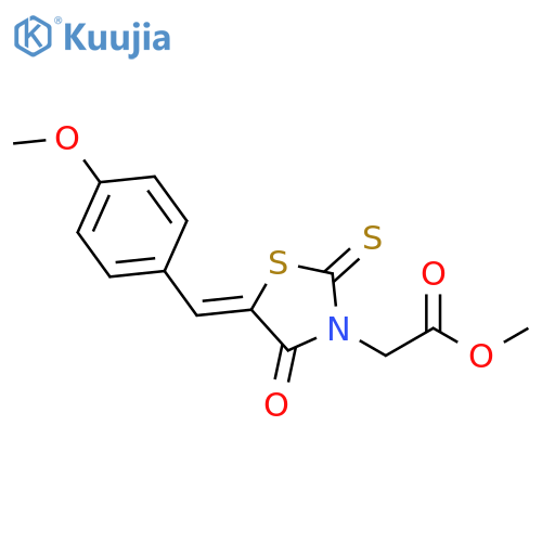 methyl 2-(5Z)-5-(4-methoxyphenyl)methylidene-4-oxo-2-sulfanylidene-1,3-thiazolidin-3-ylacetate structure