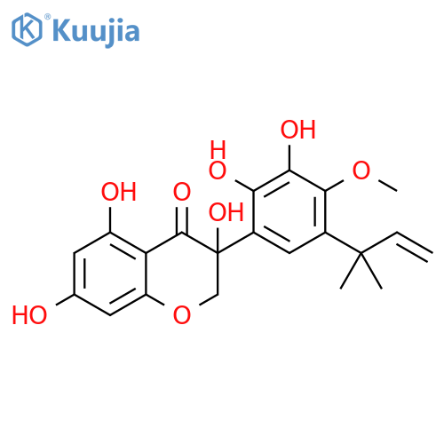 4H-1-Benzopyran-4-one,3-[5-(1,1-dimethyl-2-propen-1-yl)-2,3-dihydroxy-4-methoxyphenyl]-2,3-dihydro-3,5,7-trihydroxy- structure