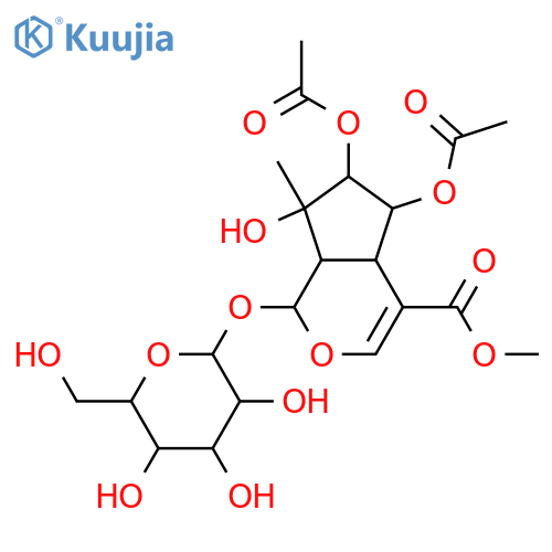 Cyclopenta[c]pyran-4-carboxylicacid, 6,7-bis(acetyloxy)-1-(b-D-glucopyranosyloxy)-1,4a,5,6,7,7a-hexahydro-4a-hydroxy-7-methyl-, methylester, (1S,4aR,6S,7R,7aS)- structure