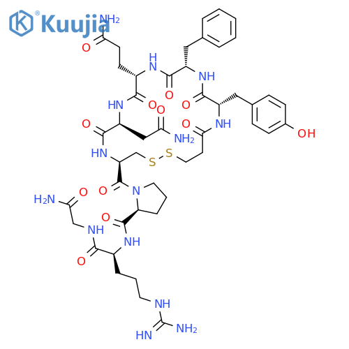 (2R)-2-{(2S)-1-(4R,7S,10S,13S,16S)-13-benzyl-10-(2-carbamoylethyl)-7-(carbamoylmethyl)-16-(4-hydroxyphenyl)methyl-6,9,12,15,18-pentaoxo-1,2-dithia-5,8,11,14,17-pentaazacycloicosane-4-carbonylpyrrolidin-2-ylformamido}-5-carbamimidamido-N-(carbamoylmethyl)pentanamide structure
