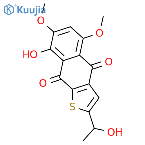 8-Hydroxy-2-(1-hydroxyethyl)-5,7-dimethoxynaphtho[2,3-b]thiophene-4,9-dione; (+)-form structure