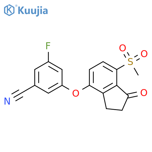 3-Fluoro-5-((7-(methylsulfonyl)-1-oxo-2,3-dihydro-1H-inden-4-yl)oxy)benzonitrile structure