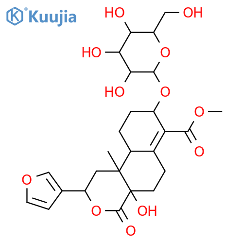 2H-Naphtho[2,1-c]pyran-7-carboxylic acid, 2-(3-furanyl)-8-(β-D-glucopyranosyloxy)-1,4,4a,5,6,8,9,10,10a,10b-decahydro-4a-hydroxy-10b-methyl-4-oxo-, methyl ester, [2S-(2α,4aα,8β,10aβ,10bα)]- (9CI) structure