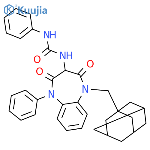 Urea,N-phenyl-N'-[(3R)-2,3,4,5-tetrahydro-2,4-dioxo-1-phenyl-5-(tricyclo[3.3.1.13,7]dec-1-ylmethyl)-1H-1,5-benzodiazepin-3-yl]- structure
