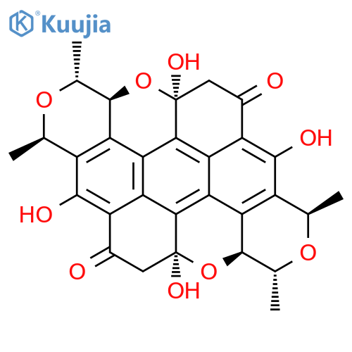 6H,13H-2,4,9,11-Tetraoxadibenzo[bc,kl]coronene-6,13-dione,1,3,3a,4a,5,8,10,10a,11a,12-decahydro-4a,7,11a,14-tetrahydroxy-1,3,8,10-tetramethyl-,(1R,3R,3aS,4aS,8R,10R,10aS,11aS)-rel- (9CI) structure