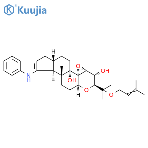 2H,4bH-Oxireno[4',4'a]-1-benzopyrano[5',6':6,7]indeno[1,2-b]indole-3,4b-diol,3,3a,5,6,6a,7,12,12b,12c,13,14,14a-dodecahydro-12b,12c-dimethyl-2-[1-methyl-1-[(3-methyl-2-butenyl)oxy]ethyl]-,(2S,3R,3aR,4aS,4bS,6aS,12bS,12cR,14aS)- (9CI) structure