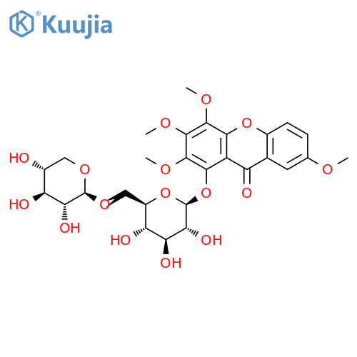 9H-Xanthen-9-one,2,3,4,7-tetramethoxy-1-[(6-O-b-D-xylopyranosyl-b-D-glucopyranosyl)oxy]- structure
